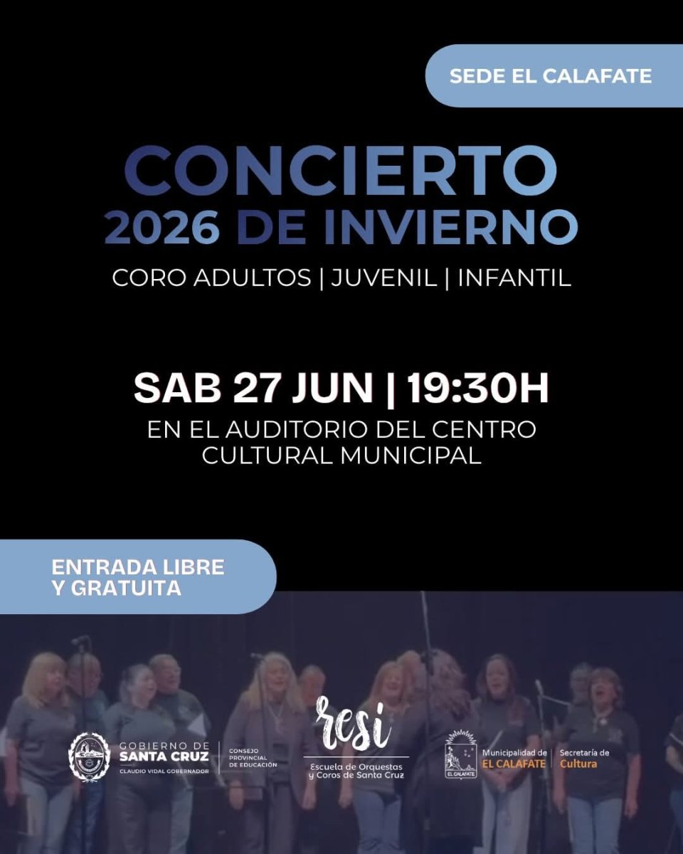 Invitan a un nuevo "Concierto 2026 de Invierno" en El Calafate