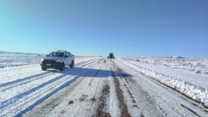 Vialidad Provincial realizó tareas de despeje de nieve en la Ruta Nacional N.º 40