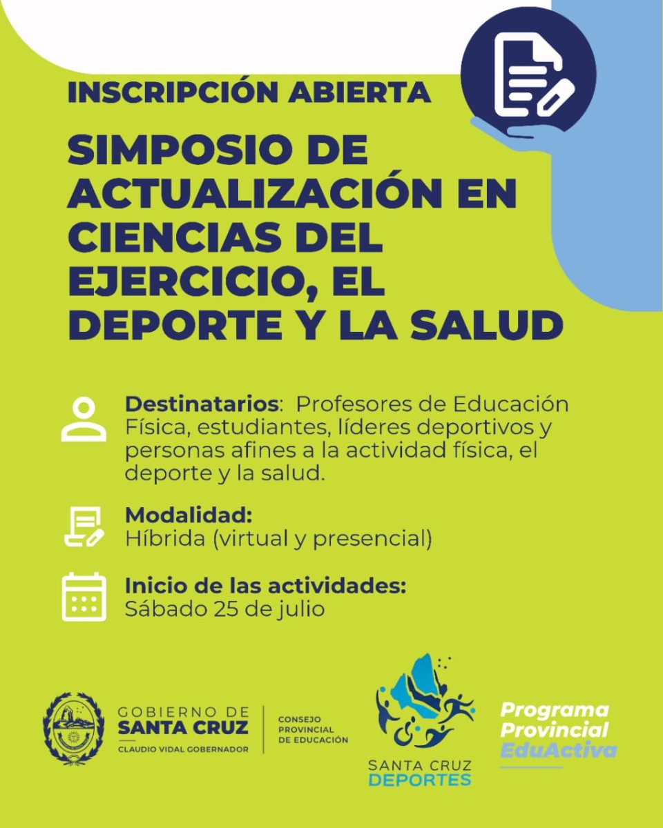 Invitan a participar del Simposio de Actualización en Ciencias del Ejercicio y la Salud