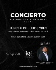 La Escuela de Música "Re Si" presenta un gran concierto de la Sinfonietta y el Ensamble Vocal en Río Gallegos