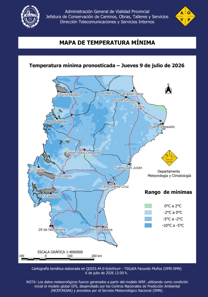 Vialidad Provincial anticipa un marcado descenso de las temperaturas y recomienda precaución en las rutas