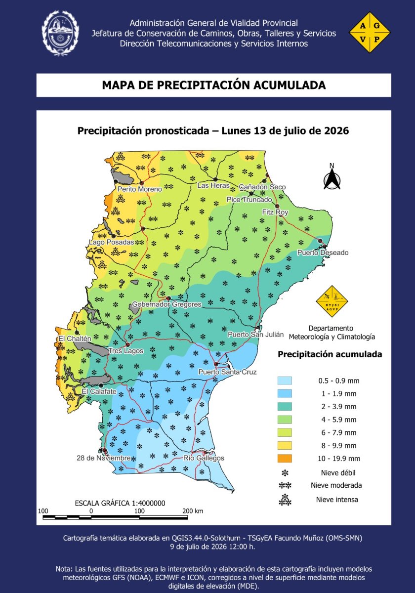 Vialidad Provincial alerta por un nuevo sistema de mal tiempo que afectará a Santa Cruz desde el domingo