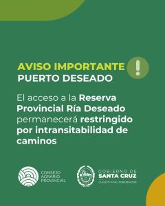 Restringen el ingreso a la Reserva Natural Ría Deseado por el estado de los caminos