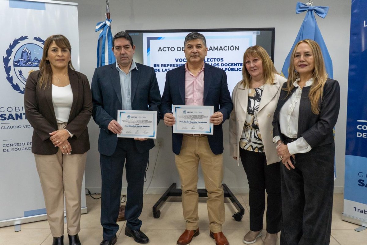 Educación proclamó a los nuevos Vocales Electos por los docentes de Santa Cruz