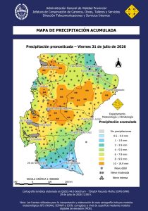 Se esperan precipitaciones de intensidad débil a moderada durante los días 30 y 31 de julio 