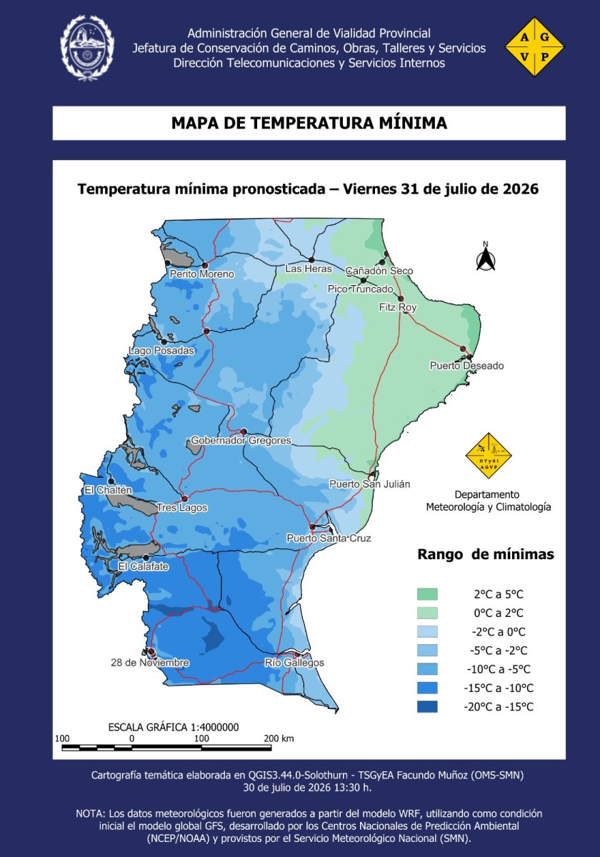 Santa Cruz se prepara para un fin de semana con nevadas y temperaturas bajo cero