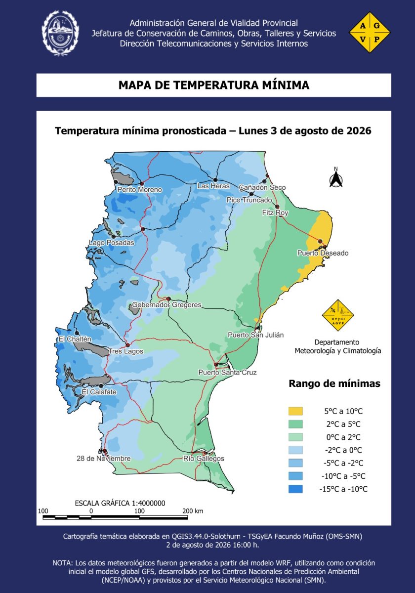 Estado de rutas: Advierten por lluvias, nevadas y un nuevo descenso de temperatura en Santa Cruz