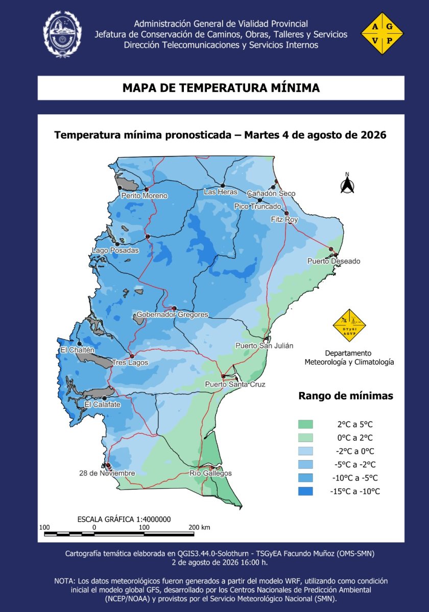 Estado de rutas: Advierten por lluvias, nevadas y un nuevo descenso de temperatura en Santa Cruz