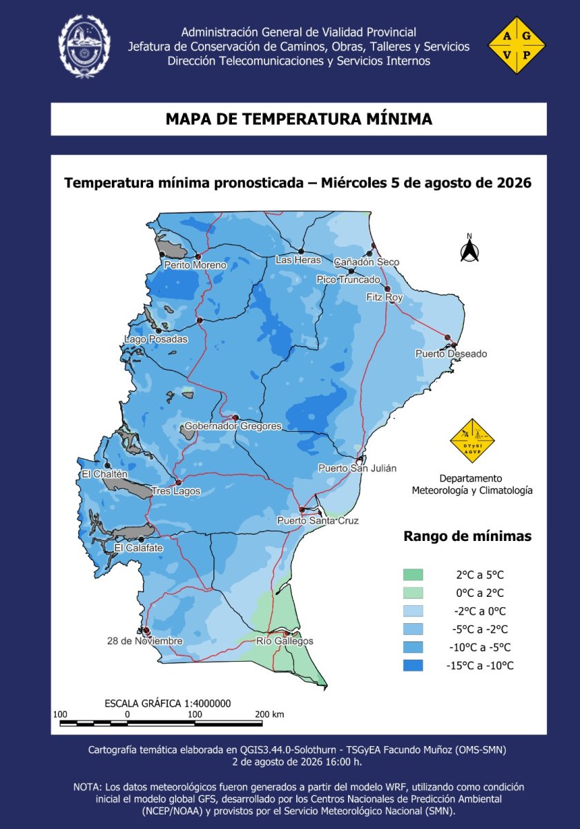 Estado de rutas: Advierten por lluvias, nevadas y un nuevo descenso de temperatura en Santa Cruz