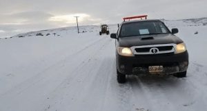 Despeje de nieve sobre Ruta Provincial N° 25 Distrito Gobernador Gregores