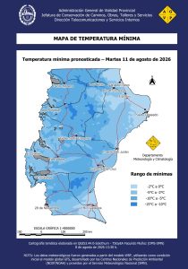 Santa Cruz tendrá un marcado descenso de temperaturas con posibles nevadas y mínimas de hasta -20 °C