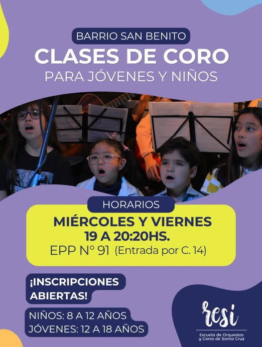 La Escuela Provincial de Música "Re Si" invita a sumarse al coro del Barrio San Benito