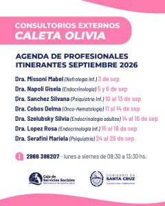 La Caja de Servicios Sociales presentó la agenda de profesionales itinerantes para septiembre