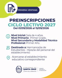 El CPE abre la primera ventana de preinscripciones para los niveles Inicial, Primario y Secundario