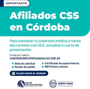 La Caja de Servicios Sociales recuerda actualizar la carta de presentación para afiliados en Córdoba