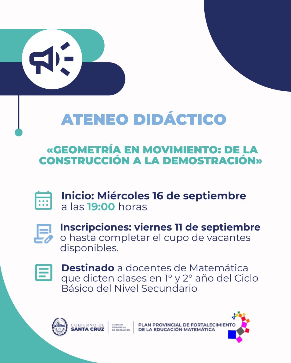 Educación convoca al Ateneo Didáctico «Geometría en movimiento: de la construcción a la demostración»