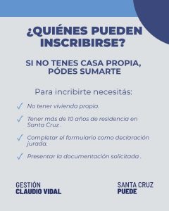 Provincia convoca a vecinos de El Chaltén a inscribirse en el programa "Construir Santa Cruz"