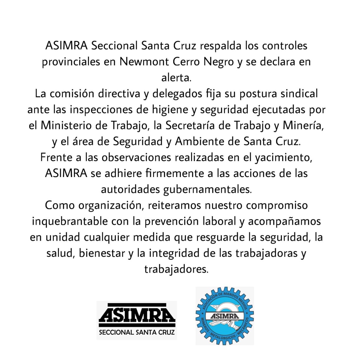 Fuerte respaldo de Gremios al accionar del Gobierno de Santa Cruz en las inspecciones al yacimiento minero Cerro Negro