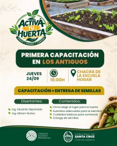 El programa “Activá tu huerta”  avanza en Santa Cruz con capacitaciones y entrega de semillas