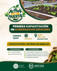 El programa “Activá tu huerta”  avanza en Santa Cruz con capacitaciones y entrega de semillas