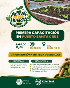 El programa “Activá tu huerta”  avanza en Santa Cruz con capacitaciones y entrega de semillas