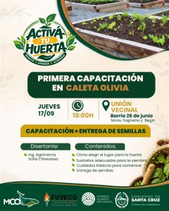 El programa “Activá tu huerta”  avanza en Santa Cruz con capacitaciones y entrega de semillas