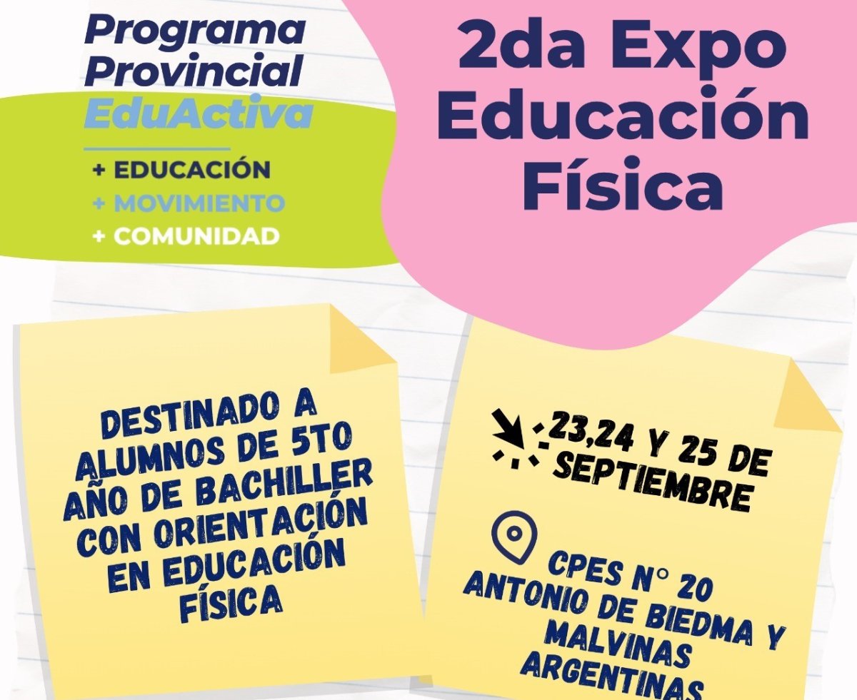 Convocan a participar de la 2da Expo Educación Física en Caleta Olivia