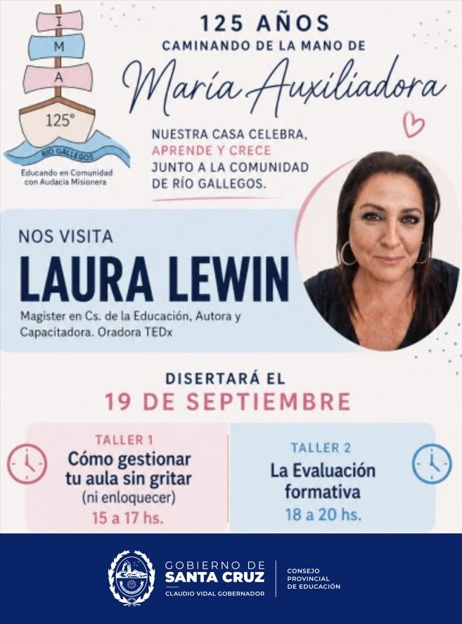 Laura Lewin disertará en el Instituto María Auxiliadora de Río Gallegos