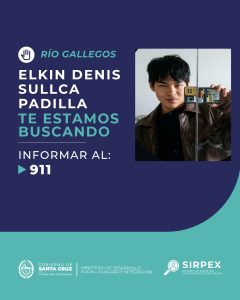 Buscan a Elkin Denis Sullca Padilla, adolescente de Río Gallegos