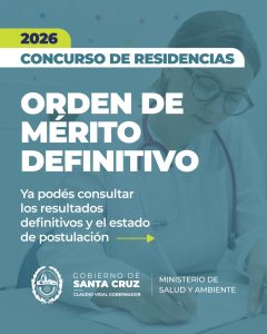 Se encuentran disponibles los órdenes de mérito definitivo del Concurso Provincial de Residencias 2026
