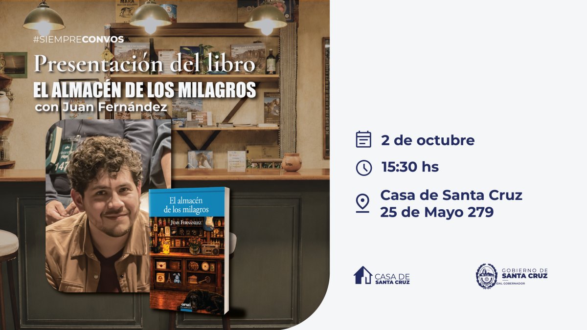 Juan Fernández,  presenta este viernes 2 de octubre "El almacén de los milagros"