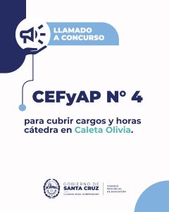 Convocatoria a cubrir horas cátedras en el CEFyAP N°4 de Caleta Olivia - 1er llamado