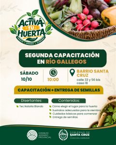 Activá Tu Huerta llega con capacitaciones y entrega de semilla a distintos barrios de Río Gallegos