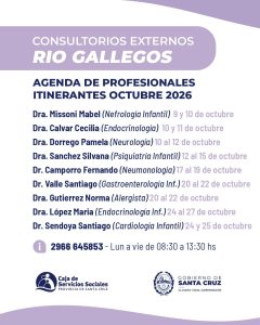La Caja de Servicios Sociales presentó el cronograma de profesionales itinerantes para octubre en Río Gallegos