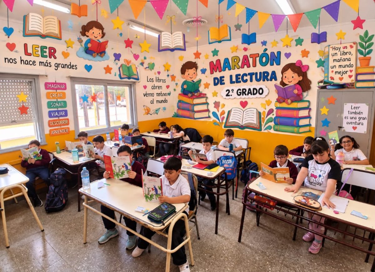 Estudiantes de escuelas primarias formaron parte de la Maratón Nacional de Lectura con gran entusiasmo