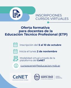 Educación convoca a inscribirse en la oferta formativa virtual del CeNET