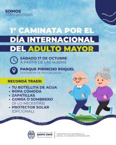 Te invitamos a celebrar el Día Internacional del Adulto Mayor con una caminata en Río Gallegos