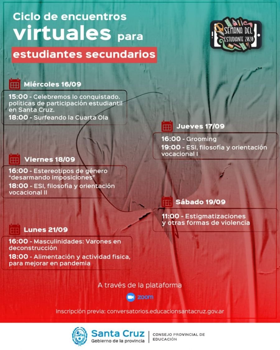 Semana del Estudiante: "Ciclo de encuentros virtuales para estudiantes secundarios"