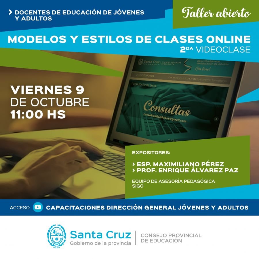Educación invita a participar de la 2ª Video Clase sobre entornos virtuales para docentes de Adultos