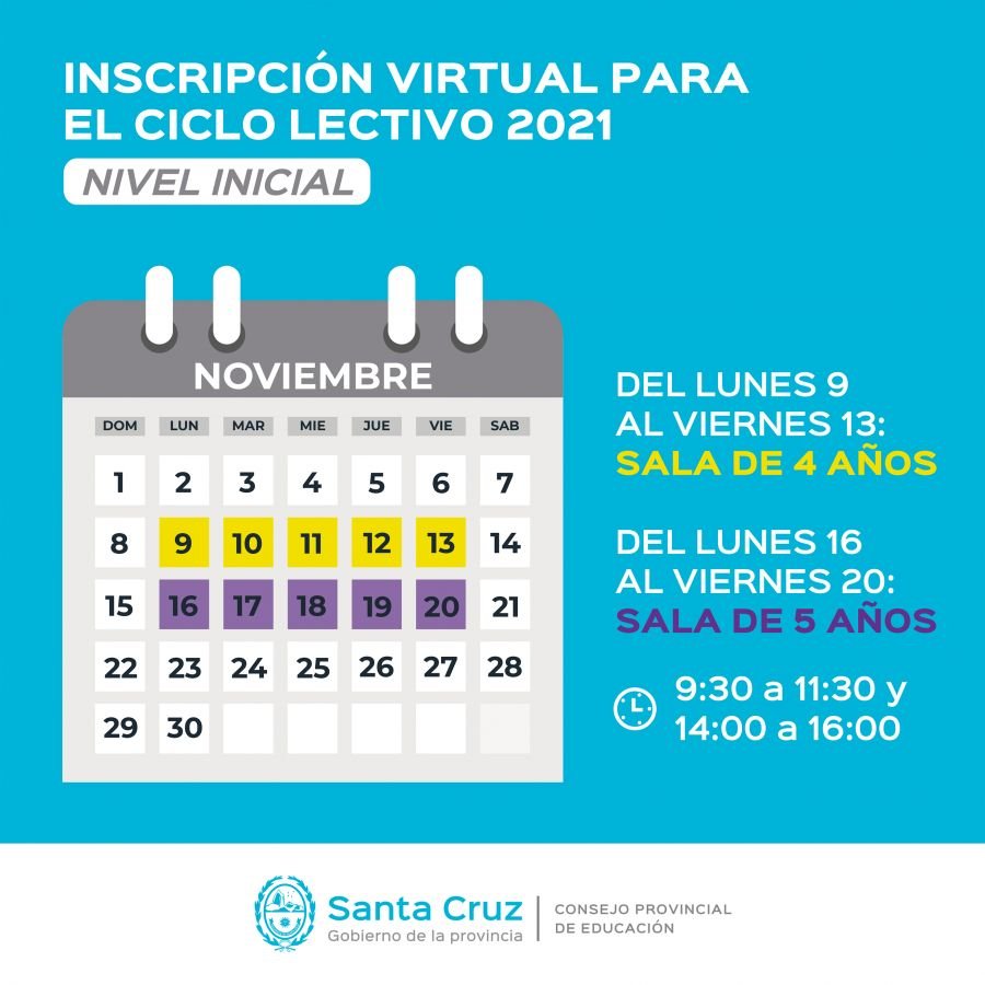 Ciclo Lectivo 2021: El 9 de noviembre comenzarán las inscripciones para Nivel Inicial