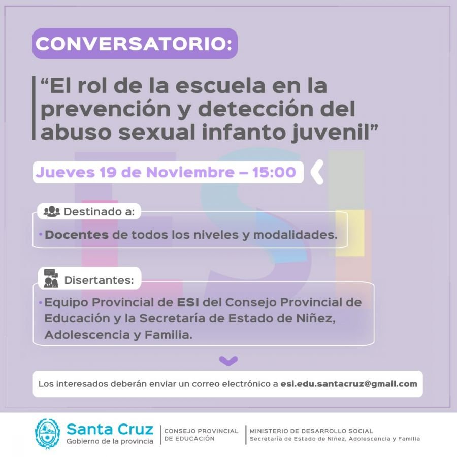 Conversatorio: “El rol de la escuela en la prevención y detección del abuso sexual infantojuvenil”