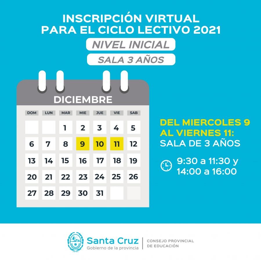 Ciclo Lectivo 2021: Inscripciones a Sala de 3 Años