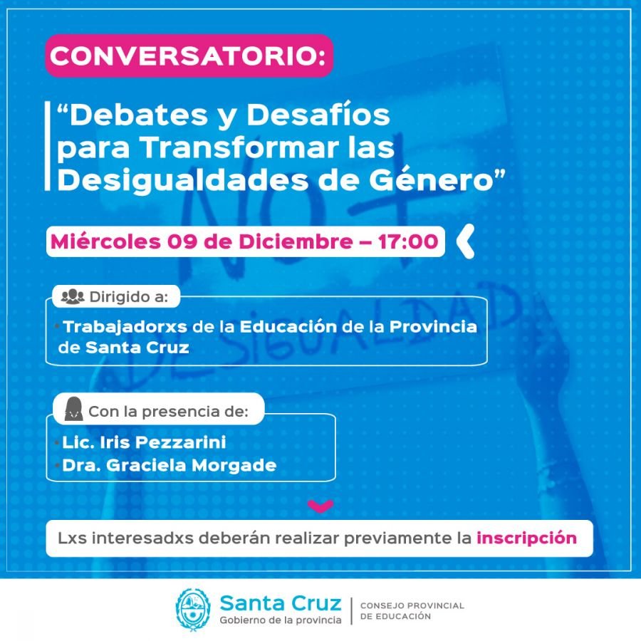 Se realizará el Conversatorio "Debates y Desafíos para Transformar las Desigualdades de Género"