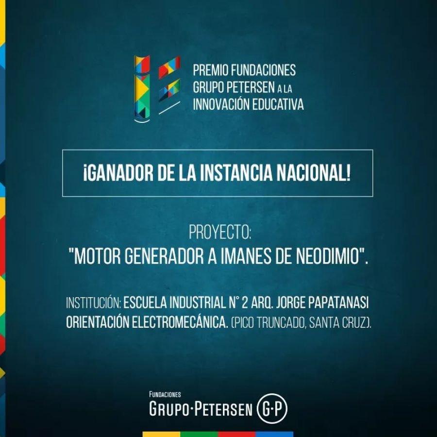 La Escuela Industrial N° 2 de Pico Truncado obtuvo el Premio Nacional a la Innovación Educativa