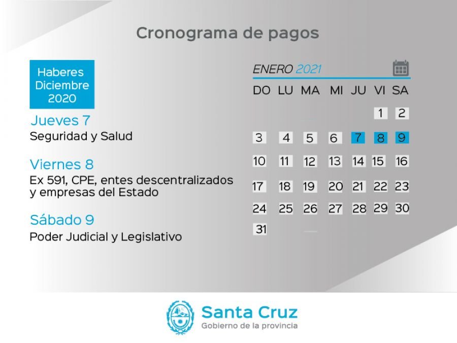 Cronograma de pago de haberes del Estado Provincial y recomendaciones a la comunidad