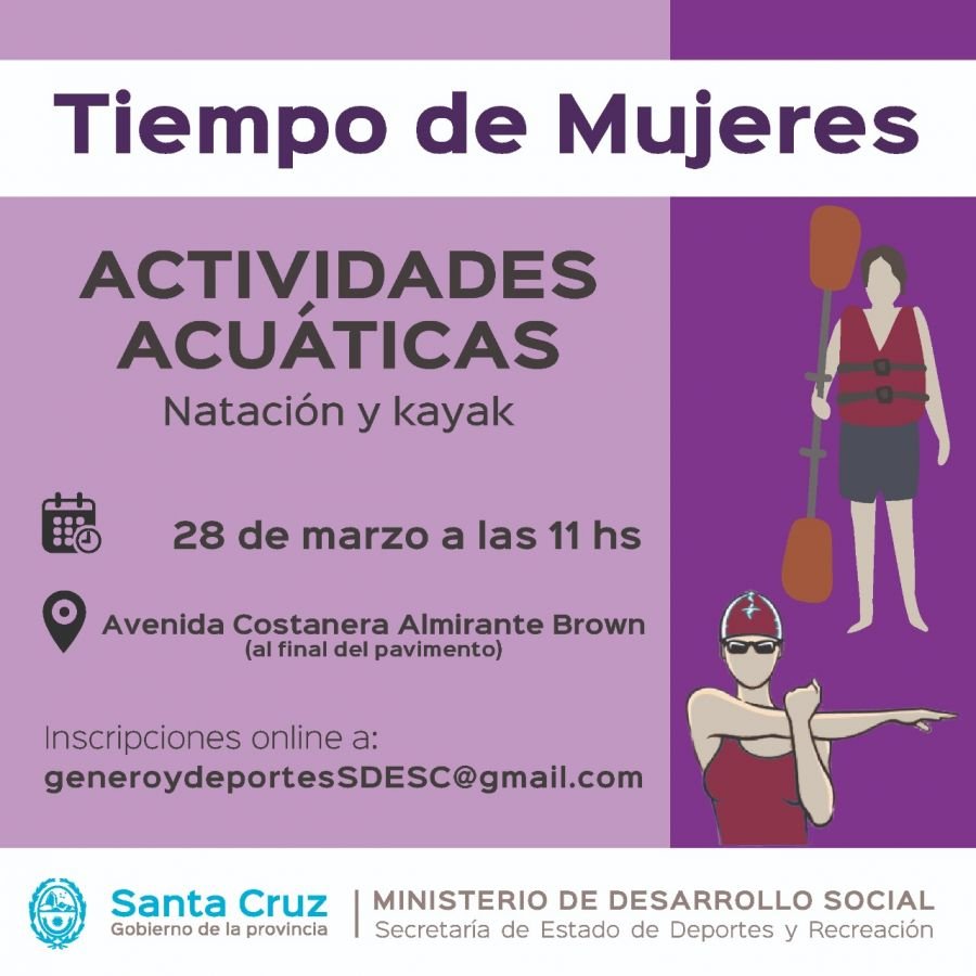 La propuesta “Tiempo de Mujeres” suma actividades acuáticas