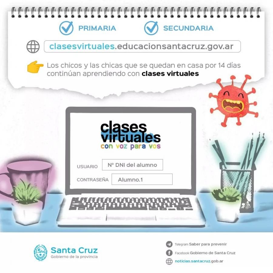 Santa Cruz promueve la continuidad del aprendizaje en el hogar a través de las aulas virtuales