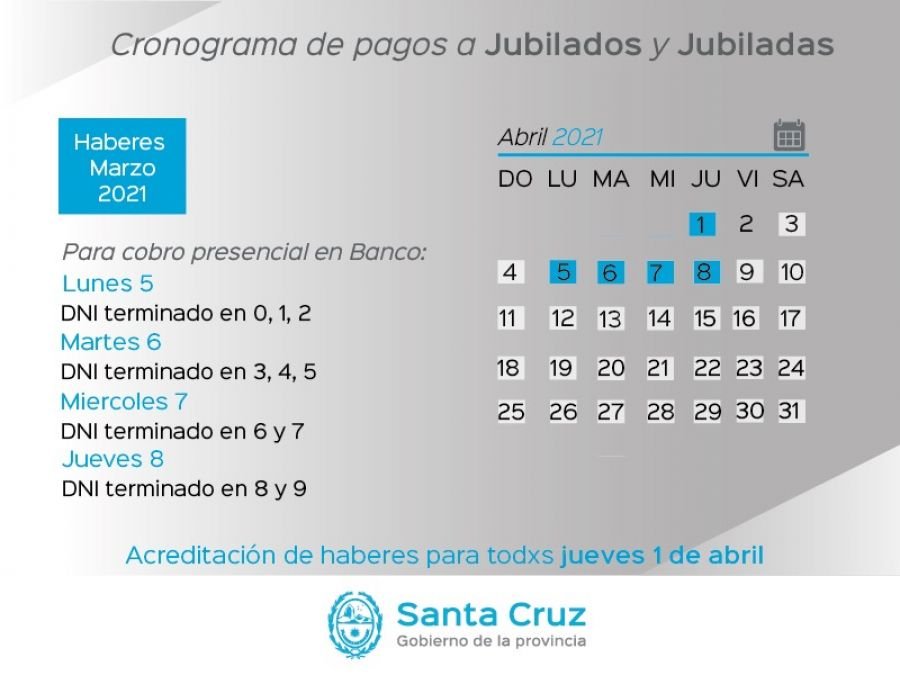 Cronograma de pago de haberes del Estado Provincial y recomendaciones a la comunidad