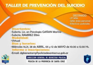 Inició el Taller de Prevención del Suicidio impulsado por la Policía de Santa Cruz