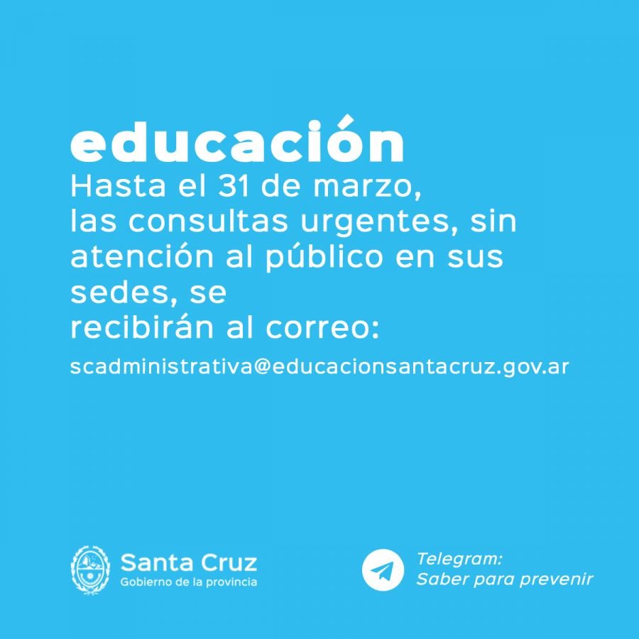Educación pone a disposición un correo electrónico para consulta de trámites impostergables